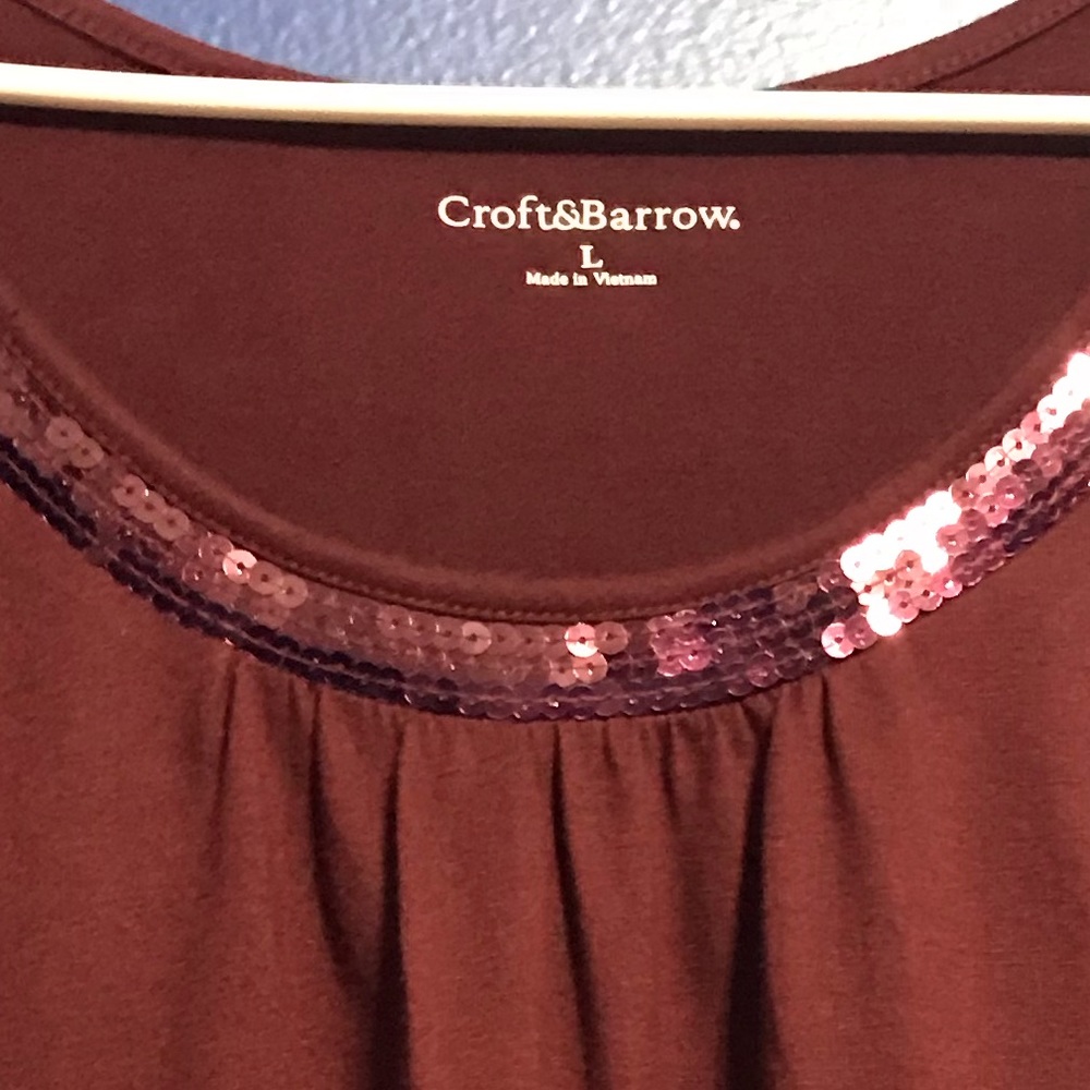 ❗️SALE❗️Croft & barrow brown top - Picture 7 of 8